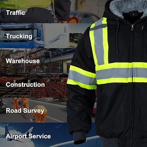 Haute visibilité vêtements de travail de sécurité réfléchissants sweats à capuche de sécurité d'hiver impression de logo personnalisé sweats à capuche de sécurité réfléchissants de construction de 3m - Product Image 6