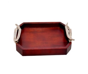 Ustensiles de cuisine Design personnalisé Plateau de service alimentaire en bois Plateau de table indien décoratif Plateau de service en bois de qualité unique fait à la main - Product Image 1