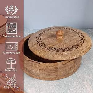 Boîte en bois multi-usages pour chapatis, parathas et autres pains chauds, boîte à roti en bois avec couvercle solide par AALIYAN IMPEX - Product Image 6