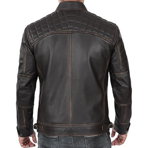 Wholesale <b>Zip</b> <b>Up</b> Biker Leather Coats Oem New Casual Leather Boomber <b>Jacket</b> Windproof Custom Sheep Skin Zipper <b>jacket</b> for men - Product Image 5
