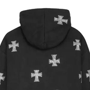 Sweat à capuche personnalisé 100% coton poids lourd visage complet surdimensionné avec fermeture éclair strass fabricant de sweat à capuche avec impression bouffante 3d pour hommes - Product Image 6