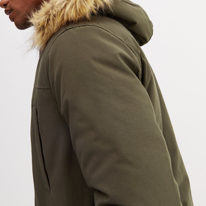 Veste parka matelassée à col montant en toile pour homme d'hiver, respirante, style streetwear, coupe ajustée, best-seller - Product Image 3