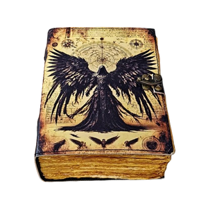 Impreso 400 páginas Raven horror Leather Journal Lock Vintage Gothic Grimoire Cuaderno de tapa dura hecho a mano Diario de escritura antiguo - Product Image 1