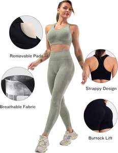 Ensemble de yoga pour femmes, short et soutien-gorge, 2 pièces, respirant, extensible dans les quatre sens, vêtements de sport de haute qualité, logo avant, prix - Product Image 5