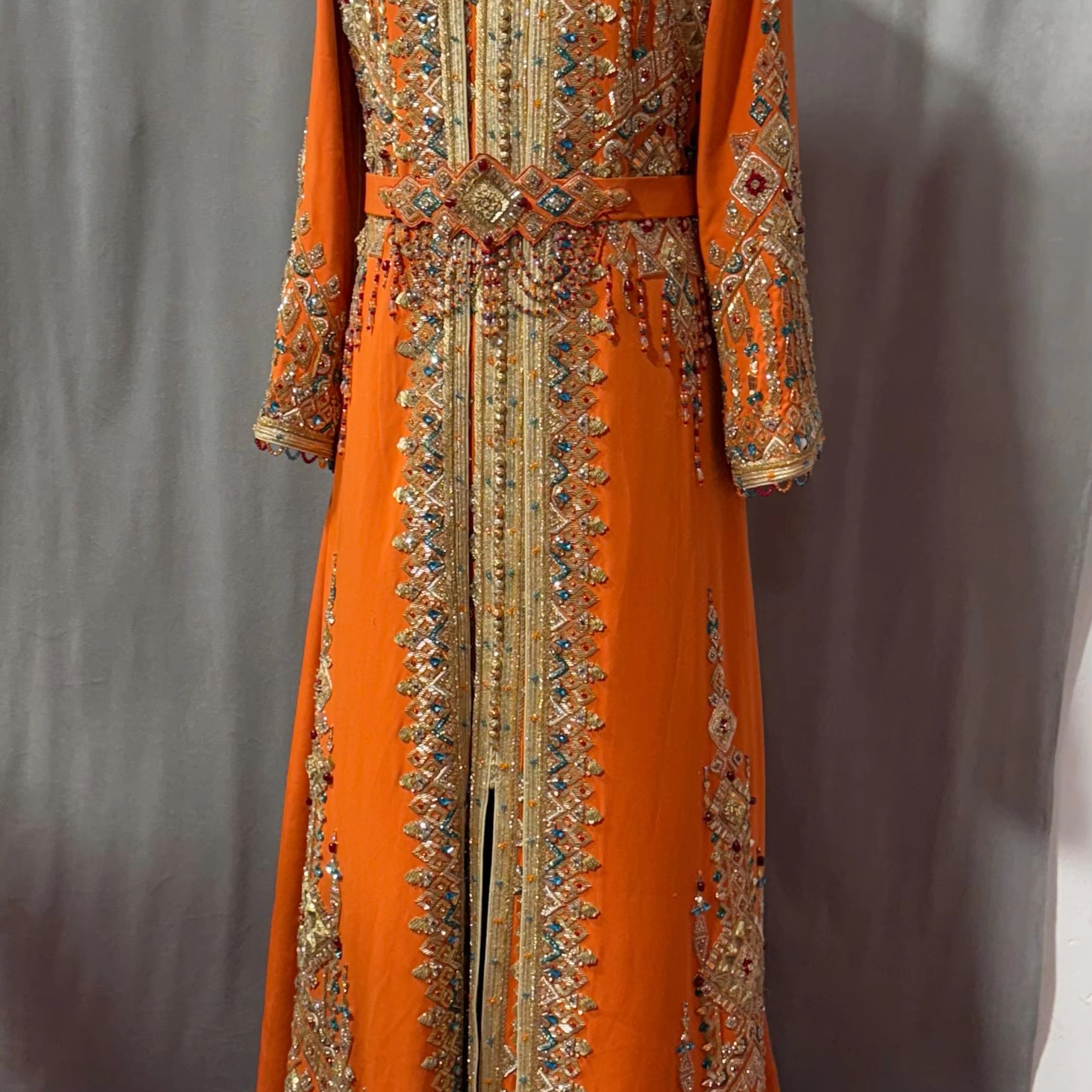Kaftan Dresses Caftan Couleur Bronze Gray With Bronze Tie Dye