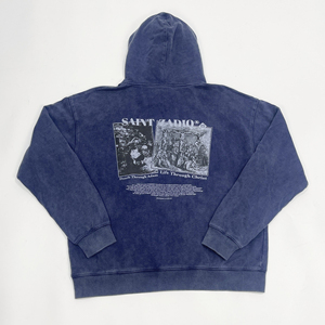 Custom Men's 400 GSM Heavyweight Oversized Acid Washed Hoodie Vintage Plain Zipper Design with 3D Print Plus Size - Product Image 3