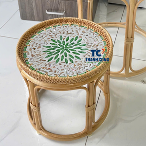 Table en rotin incrusté de nacre de style vintage pour boutique hôtels décoration de la maison haut de gamme meubles en gros - Product Image 1