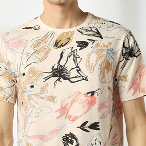 T-shirt vintage à manches courtes en coton 100% de qualité supérieure, coupe classique, tricoté, col en V personnalisé, bordure contrastée, poids lourd, pour homme - Product Image 4