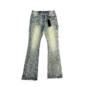 Jeans en denim droit bleu foncé avec motif solide léger et respirant pour l'hiver automne été printemps vêtements polyvalents - Product Image 5