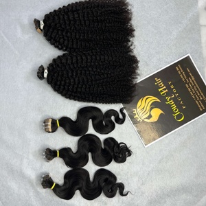 Extensions de cheveux humains vietnamiens bruts non-Remy à bandes invisibles, boucles crépues, ondulations naturelles, texture naturelle, double épaisseur, qualité usine - Product Image 2