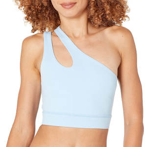 Sujetador deportivo corto de un hombro Sujetador deportivo de Yoga de un hombro Sujetador deportivo de entrenamiento sin espalda sin mangas - Product Image 2