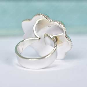 Handmade Turquoise 925 Sterling Silver <b>Adjustable</b> <b>Ring</b> Statement <b>Ring</b> for Women - Product Image 2