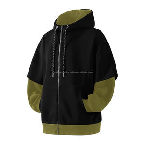 Sweat à capuche pour homme, hiver, color block, décontracté, léger, coupe ample, avec poches, 100% coton, vente en gros - Product Image 1