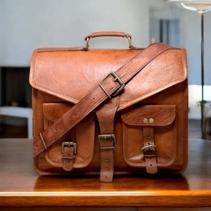 Unisex Real Goat <b>Leather</b> Messenger Bag for Laptop Briefcase <b>Satchel</b> Wholesale Price for Sale - Product Image 5