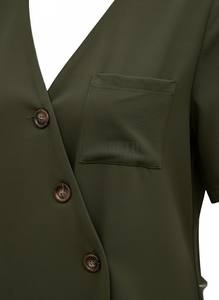 Blusa de Manga Corta con Estampado de Oficina, Estilo Coreano, Cuello en V, Organza, Verano 2025, Nueva Colección Transfronteriza - Product Image 5