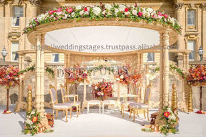 Mandap rond en fibre, fabrication DST Exports, mandaps traditionnels dorés sculptés pour mariages hindous, fabricants pour grands événements, lieux de réception, fêtes aux États-Unis - Product Image 4