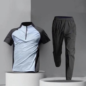 Fitness hommes décontracté séchage rapide veste + pantalon ensemble de course pour été Fitness tenue 2 pièces ensemble entraînement basket-ball Kleding - Product Image 4