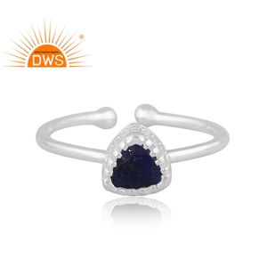 Latest Trending Fine Sterling Silver Natural Lapis Lazuli Gemstone <b>Adjustable</b> <b>Ring</b> Custom Jewelry For Women Gift For Her - Product Image 2