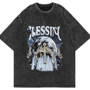 T-shirts décontractés surdimensionnés pour hommes avec lavage à l'acide, imprimés, couleurs et motifs personnalisables, tissu en toile respirant - Product Image 6