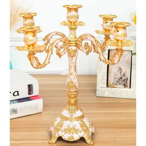 Portavelas Acabado en oro Centros DE MESA DE BODA altos Candelabro Portavelas de metal de diseño de excelente calidad - Product Image 5