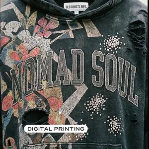 Sweat à capuche de haute qualité 100% coton pour homme, coupe ample, imprimé automne, manches longues, broderie de strass, dernière mode, logo personnalisé - Product Image 3