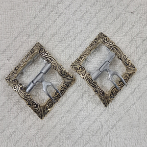Zapatos de cuero napoleónicos medievales Hebilla de cinturón Hebilla de zapato de remolino de latón con pasador de metal BC - Product Image 1