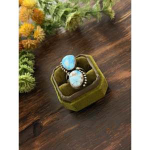 Sheila Becenti Golden Hills Turquoise <b>Ring</b> Size 8.5 <b>Statement</b> Sterling <b>Silver</b> <b>Ring</b> Bezel Setting Natural Cut for Everyday Wear - Product Image 4