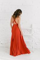 Robe Infinity Rust, robe de demoiselle d'honneur orange brûlé, robe portefeuille terre cuite, robe maxi convertible de demoiselle d'honneur longueur ras du sol