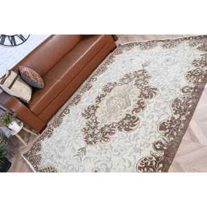 5.4x7.8 ft Rug, Vintage Rug, Turkish <b>Brown</b> <b>Wool</b> Southwestern Rug - Product Image 5