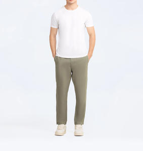 ผู้ผลิตเสื้อผ้าสตรีทแวร์ขายส่ง ฤดูใบไม้ร่วง ฤดูหนาว กางเกงจ็อกเกอร์ผ้าแคนวาสเนื้อหนาปานกลาง ขอบขาจั๊มพ์ รูดเชือกผูกเอว สไตล์ไฮสตรีท สำหรับผู้ชาย - Product Image 3