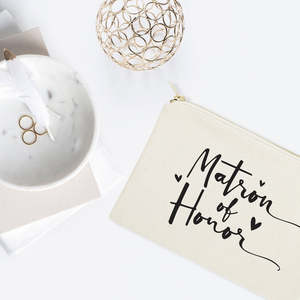 Eco-Friendly Linen <b>Makeup</b> Organizer Bag Portable Matron of Honor Cotton Canvas <b>Case</b> with Letter Pattern for Cosmetics Storage - Product Image 3