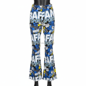 Pantalon évasé pour femme en tissu extensible 240 GSM, bleu, jaune, blanc, noir, impression par sublimation intégrale avec logo personnalisé, pantalon évasé pour femme - Product Image 1