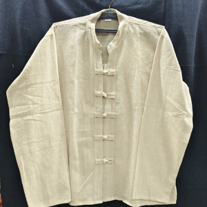 Nanquan เสื้อเชิ้ตลำลองแขนยาวผู้ชาย, เสื้อเชิ้ตลำลองแขนยาวทรงสลิมฟิตผ้าคอตตอนลินิน100% กบสไตล์จีนสำหรับฤดูร้อน - Product Image 1