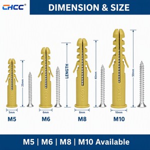 ชุดพุก<span class=keywords><strong>พลาสติก</strong></span> CHCC M5 M6 M7 M8 M10 พร้อมชุดสกรูสำหรับยึดผนังยิปซัมและคอนกรีต - Product Image 3