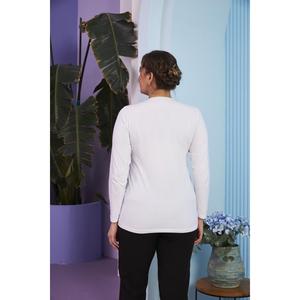 Crew Neck Long Sleeve Plus Size <b>White</b> <b>T</b>-<b>Shirt</b> - Product Image 4
