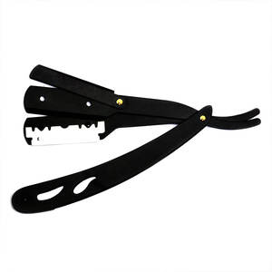 Venta al por mayor de corte personalizado de una sola hoja maquinilla de afeitar recta de acero inoxidable herramienta de peluquero para cara y cuerpo Bikini aseo - Product Image 1