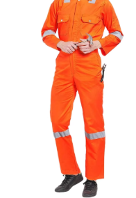 Combinaison de travail industrielle haute visibilité réfléchissante en sergé ignifuge et résistant aux flammes, fabriquée en polyester et coton - Product Image 3