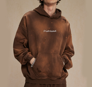 Haute qualité soleil fané en détresse poids lourd surdimensionné Vintage Logo personnalisé sweat blanc lavé à l'acide unisexe Designer sweats à capuche - Product Image 1