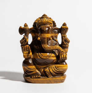 รูปปั้นพระพิฆเนศแกะสลักด้วยมือรูปปั้นหัตถกรรมอินเดียกับตาเสือกึ่งมีค่าพลอยรักษาของขวัญทางธุรกิจหินคริสตัลรักษา - Product Image 5