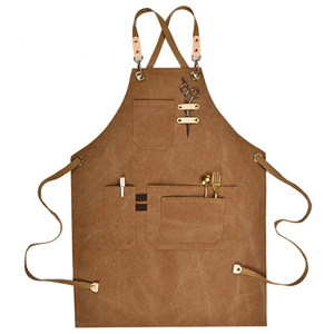 Venta caliente ajustable Denim cocina algodón lienzo Chef delantal con bolsillo grande - Product Image 6