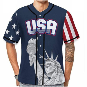 Vente en gros personnalisé Polyester équipe USA jeunesse Vintage maille broderie pour hommes sublimation Baseball Jersey - Product Image 3
