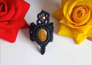 Grandes bagues en macramé |   Bijoux tissés avec incrustations de pierres précieuses |   Fournisseur Trustpass de Mangalmay Corporation - Product Image 3