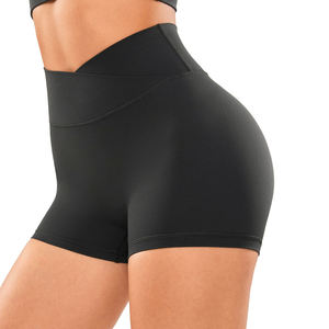 Pantalones cortos de Yoga de alta calidad con logotipo personalizado para mujer, ropa de calle, estilo OEM, precio barato al por mayor, pantalones cortos teñidos lisos - Product Image 1