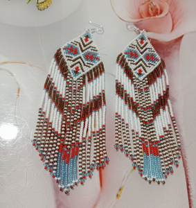 Trendy Beaded Bohemian Stone Tassel Earring, Multicolor Earring Snative Earring - Fringe Earring - Product Image 2