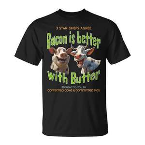 Bacon Is Better with Butter Funny Pig and <b>Cow</b> Humor Dark Tank <b>Top</b> T-Shirt-for Promotions - Product Image 1