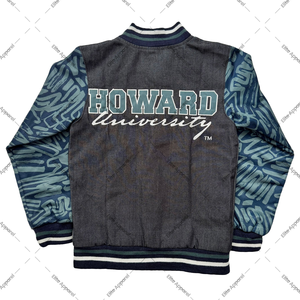 แจ็คเก็ตยีนส์วาร์ซิตี้ของมหาวิทยาลัยฮาวาร์ด |   เสื้อแจ็คเก็ตเลตเตอร์แมนวินเทจ HBCU |   เสื้อคลุมกันหนาวไซส์ใหญ่สำหรับวันแข่งขันทีมบิสัน - Product Image 2