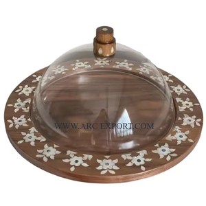 Bandeja para servir de nácar de gran tamaño, tapa de cristal, elegante bandeja de madera para Chocolate para postres, pastelería para decoración de Ramadán Eid - Product Image 1