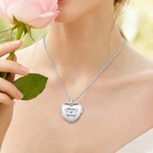 Jeulia Warm Hug Custom Engraved Heart Photo <b>Locket</b> Necklace in Gold Plated Stainless Steel - Product Image 6