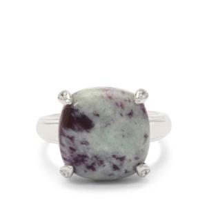 Bague Kammererite 9,65 carats avec zircon blanc en argent sterling plaqué rhodium, taille radiant, design géométrique bohème en grappe - Product Image 2