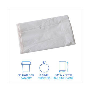 Contenedor desechable Boardwalk H6036TWK de 30 galones. Revestimientos Industriales para Latas de Baja Densidad Lineal de 0.9 Mil, 30 Pulgadas X 36 pulgadas - Blanco 100/caja - Product Image 2
